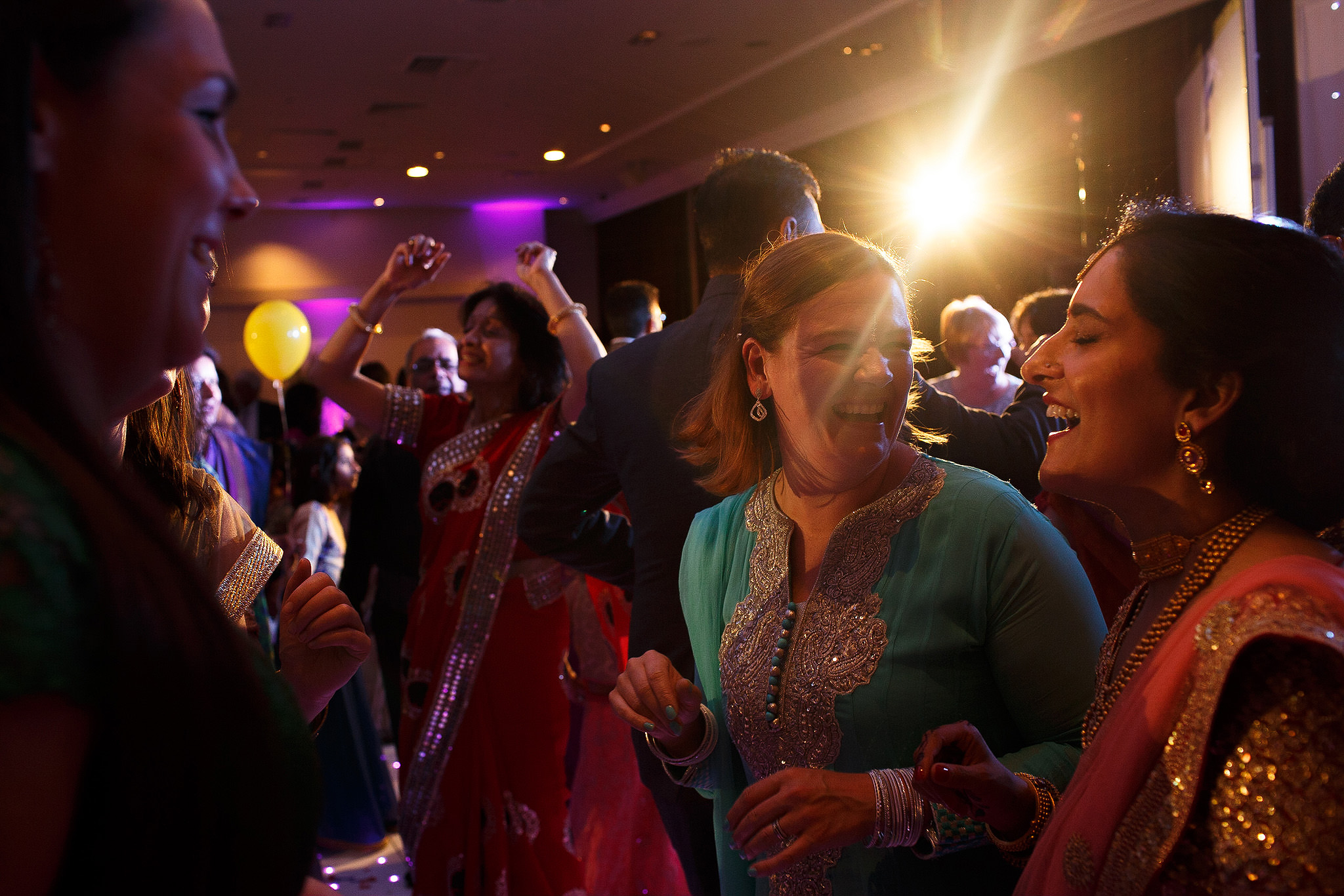 Guests dancing at Indian wedding reception