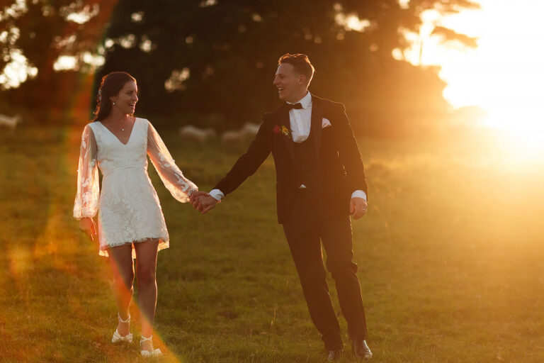Rosedew Farm Wedding Photography in Wales at Sunset